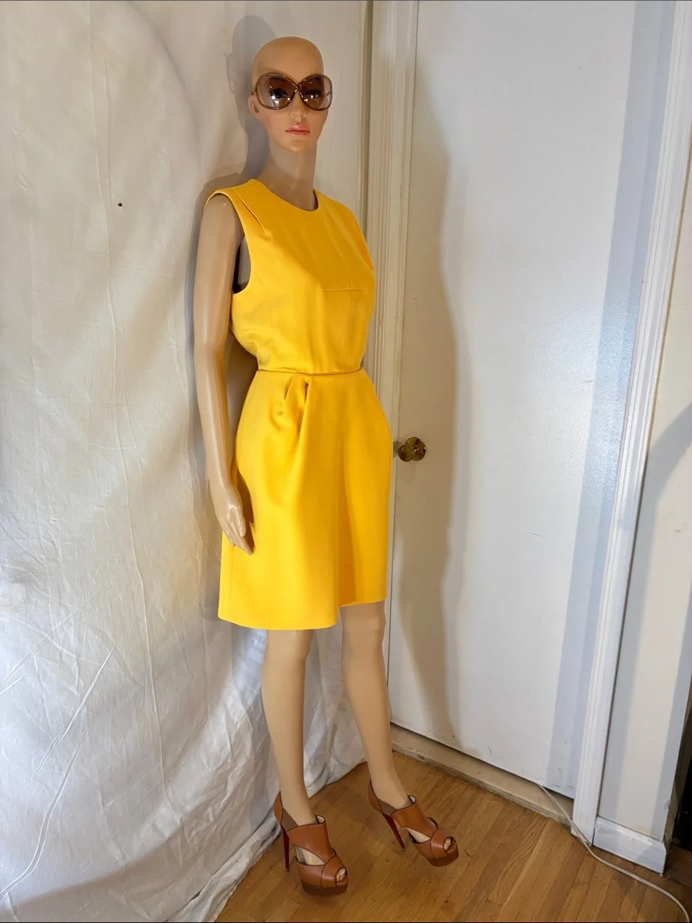 Stunning Like New Louis Vuitton Yellow Sleeveless Pleated Dress